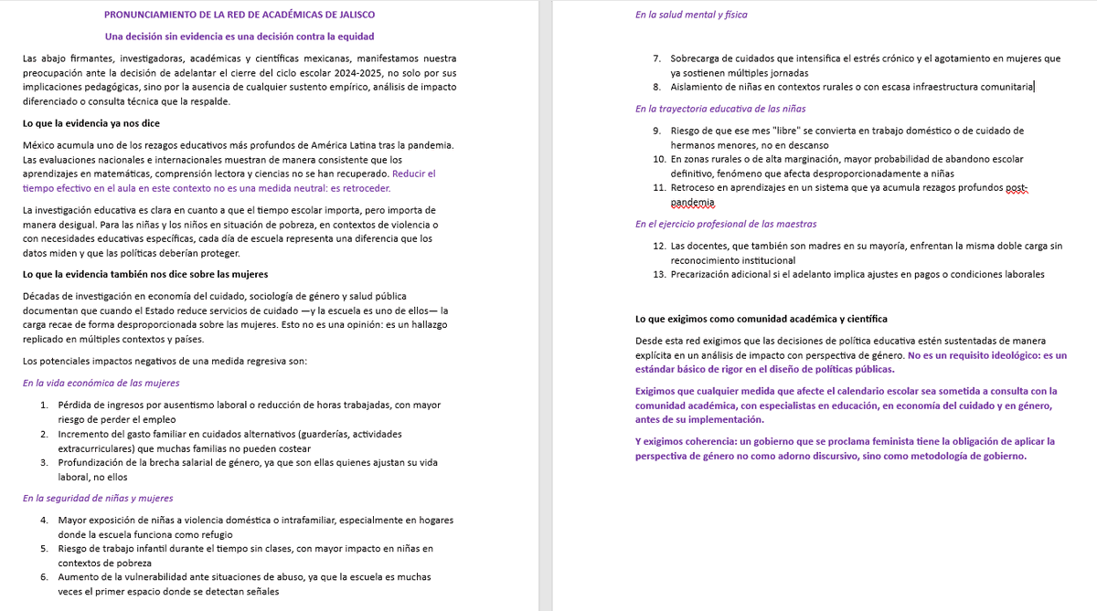 NancyGarv's tweet photo. Comparto el posicionamiento de quienes formamos la Red de Académicas de Jalisco acerca de la discusión para rectificar la continuidad del #Cicloescolar y evitar ocurrencias en la planeación educativa https://t.co/iW9DyxLC25