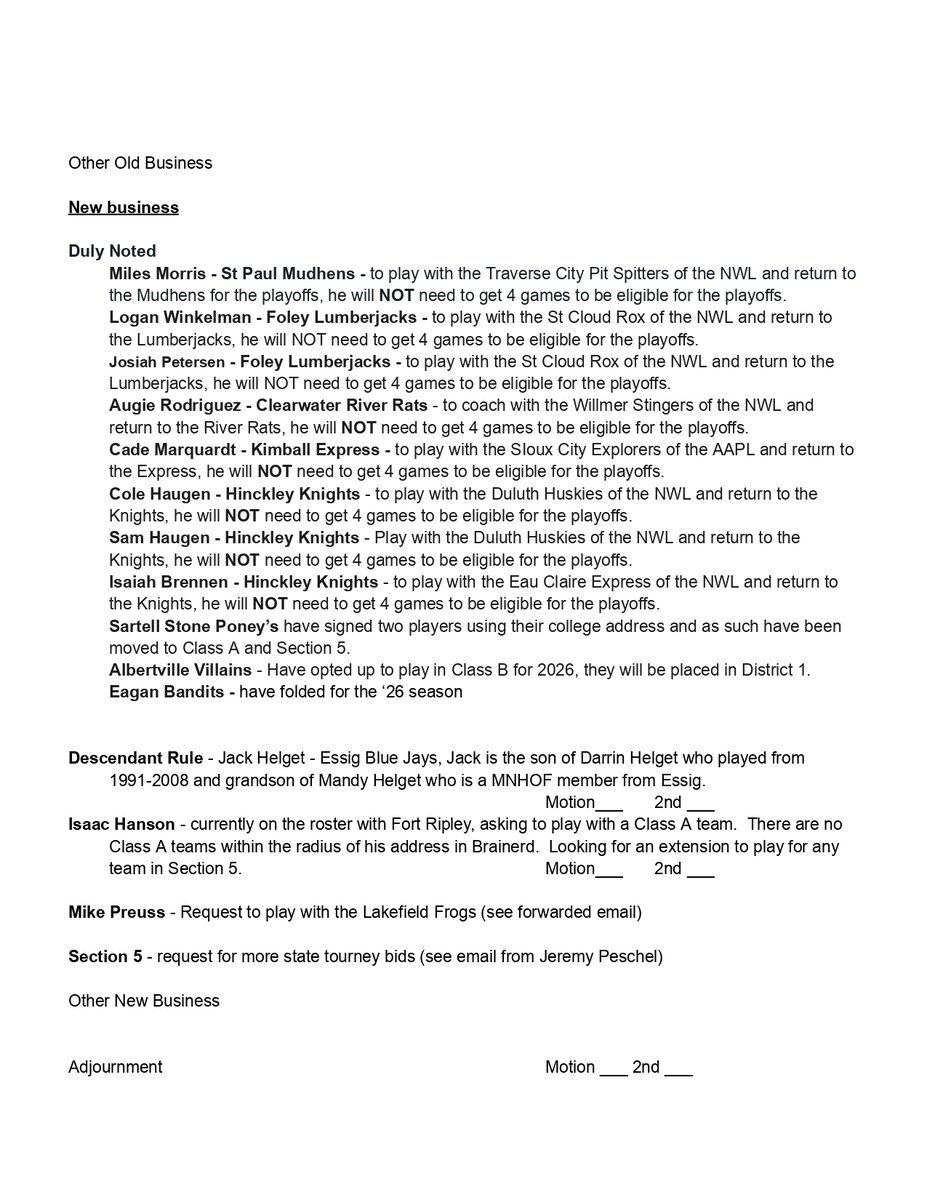 Minnesota Baseball Association tweet media