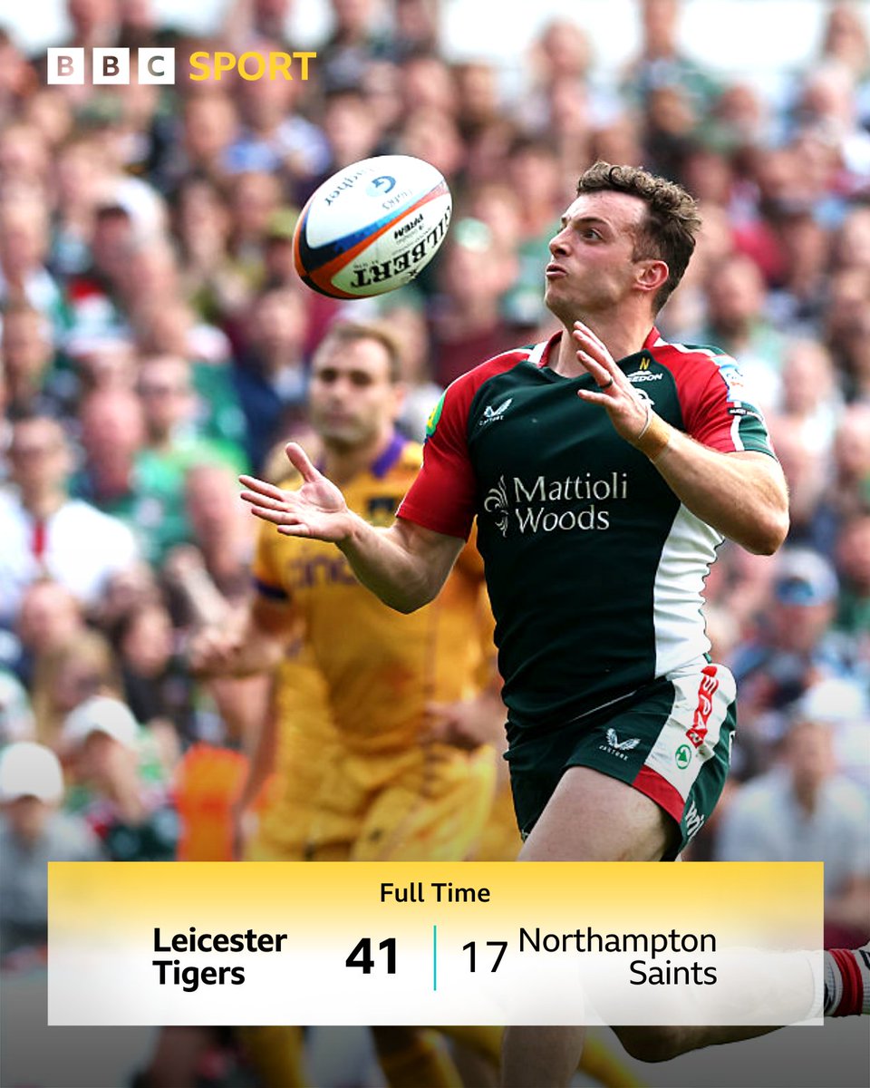 BBCRLSport's tweet photo. FULL TIME! WHAT A GAME!

Leicester Tigers win the East Midlands Derby...in style!

🐯41-17😇

Tom Varndell: "That was the performance of the season!" https://t.co/JJbDre9XTF