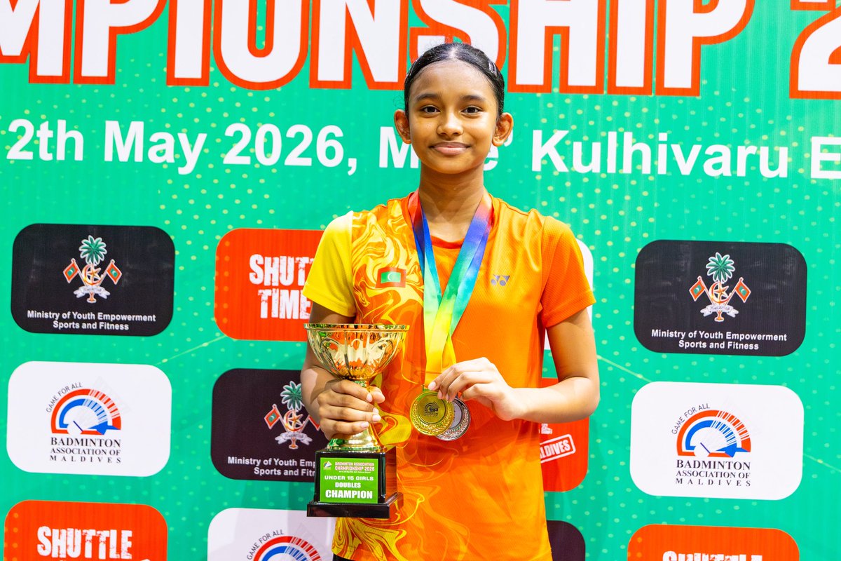 Laiba_Mahloof's tweet photo. Alhamdhulillahi!

Happy to win Gold in Doubles with my partner Yalvee and Silver in Singles at the Badminton Association Championship 2026. 🥇🥈

A sincere thank you to my coaches and all the sponsors for their guidance and support throughout the journey.

Grateful to all the well-wishers for the constant love, encouragement, and prayers as always.
❤️🇲🇻🏸
📸- @issethori