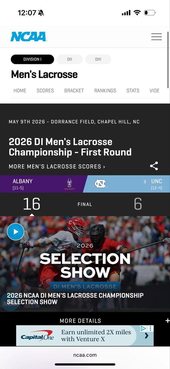 fishm_nger's tweet photo. Not only did the NCAA leak the bracket, they’re also leaking the results. Hell of an effort from the Danes today @College_Crosse https://t.co/ScTITUO1M1