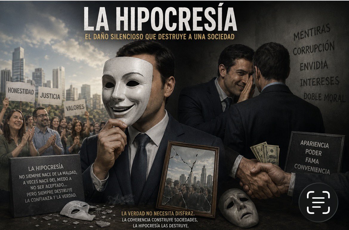 andresbaez1951's tweet photo. La hipocresía y el daño silencioso que puede causar en una sociedad.

Por: Andrés A. Aybar Báez — 7 Segundos Multimedia

La hipocresía es uno de los males más peligrosos de una sociedad porque rara vez se presenta de frente. Se disfraza de moralidad, de buenas intenciones, de solidaridad, de patriotismo o incluso de religiosidad. Sonríe en público, aplaude delante de todos y muchas veces destruye en silencio por detrás.

Vivimos tiempos donde muchas personas han aprendido a aparentar más de lo que realmente son. Se condena públicamente lo mismo que se practica en privado. Se exige honestidad mientras se actúa con ventaja. Se pide transparencia mientras se conspira en la oscuridad. Y lo más preocupante es que, cuando la hipocresía se vuelve costumbre colectiva, la sociedad empieza a perder la confianza en todo.

La hipocresía destruye la credibilidad de las instituciones, de los líderes y hasta de las familias. Los jóvenes crecen confundidos cuando observan adultos que predican valores que ellos mismos no respetan. El ciudadano termina creyendo que actuar correctamente es para ingenuos y que lo importante es aparentar, manipular o acomodarse según la conveniencia del momento.

También existe una hipocresía social muy dañina: aquella que idolatra el éxito sin importar cómo se consiguió. Muchas veces se critica la corrupción mientras se admira al corrupto poderoso; se habla de moral mientras se guarda silencio frente a los abusos de quienes tienen influencia o dinero. Esa doble cara termina normalizando el deterioro ético.

En la política, en los negocios, en los medios y hasta en las relaciones personales, la hipocresía actúa como un veneno lento. Divide amistades, destruye reputaciones y crea ambientes de falsedad donde nadie sabe realmente quién dice la verdad.

Las redes sociales han agravado aún más este fenómeno. Hoy se fabrican imágenes de perfección que muchas veces no existen. Personas mostrando felicidad mientras viven destruidas emocionalmente; discursos de humildad acompañados de soberbia; llamados a la unidad mientras se alimenta el odio desde cuentas anónimas o grupos privados.

Y quizás lo más triste es que la hipocresía no siempre nace de la maldad. A veces nace del miedo al rechazo, del deseo de aceptación o de la necesidad de encajar en una sociedad cada vez más superficial. Pero aun así, sus consecuencias son profundas.

Una nación no se destruye solamente por las crisis económicas o políticas. También se deteriora cuando pierde autenticidad moral, cuando la apariencia vale más que la verdad y cuando la doble moral se convierte en mecanismo de supervivencia social.

Por eso hacen falta más personas imperfectas pero sinceras, más ciudadanos capaces de reconocer errores, más líderes coherentes entre lo que dicen y lo que hacen. La honestidad quizás no produzca aplausos inmediatos, pero construye algo mucho más valioso: confianza.

Porque al final, la hipocresía puede engañar durante un tiempo… pero termina dejando a las sociedades vacías de credibilidad, de principios y de verdad.