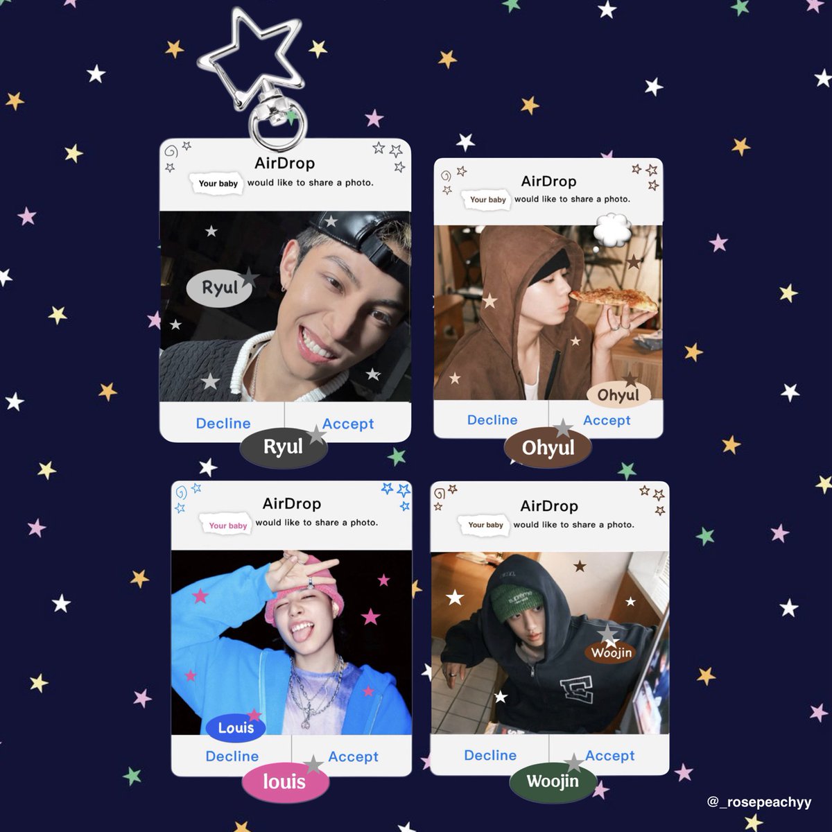 _rosepeachyy's tweet photo. ─.✦ Open Pre-Order : Keychain All Version B9! Airdrop, Rockstar, My Home &amp; kiss Berry! ✦ 

💰ONLY 16k Dp 5k
❌ Custom 
 ⟡ More details on gform
 ⟡ Close 17 Mei 

🛒 Catalog : https://t.co/asS20ehcYs

📩 Order Here : https://t.co/CYK02whqTC

🖇️ Airdrop https://t.co/vBuqz0pkec