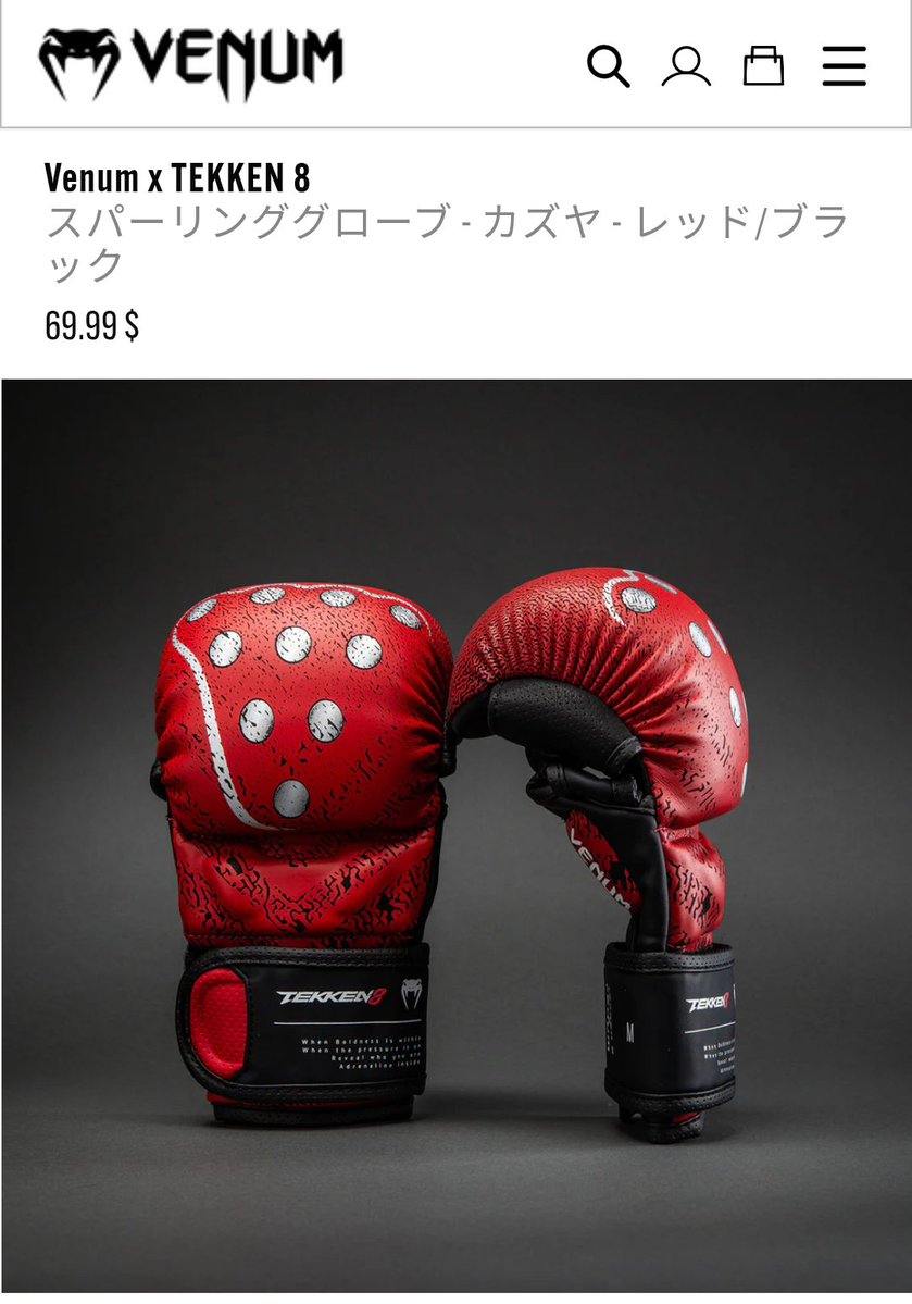 チマエフ、Venum×鉄拳8のコラボグローブ使っとるやん。激アツ。