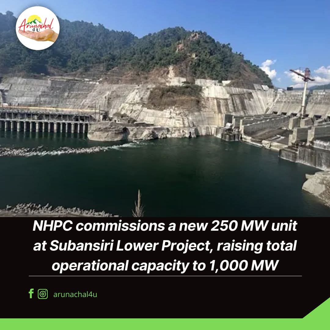 ChownaMeinBJP's tweet photo. Congratulations to @nhpcltd Limited on the successful commissioning of the Unit 4 (250 MW) of the Subansiri Lower Hydroelectric Project, raising the project’s total operational capacity to 1,000 MW.

This achievement marks another significant step in India’s pursuit of clean, sustainable and self reliant energy generation. I extend my sincere appreciation to the engineers, technical teams, workers, officials and every stakeholder associated with this landmark project for their unwavering commitment, hard work and resilience in overcoming challenges and steadily advancing towards full commissioning.

Wishing the team continued success in the smooth and timely commissioning of the remaining units by the end of 2026. May this transformative project continue to energise progress, strengthen development and contribute to the prosperity of generations to come.