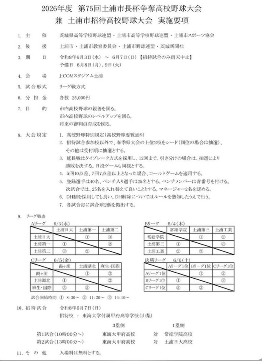 higejoriman's tweet photo. 土浦市長杯及び招待試合の詳細出ました https://t.co/WNBmUmDE8o