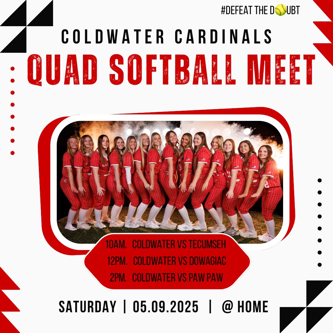 CWcardsSball's tweet photo. A competitive lineup today for the Cardinals home quad meet! Come out, enjoy the beautiful weather, and cheer on some great softball action today. Go Cardinals! 🥎☀️

#DefeatTheDoubt https://t.co/CLtP8ChnnI