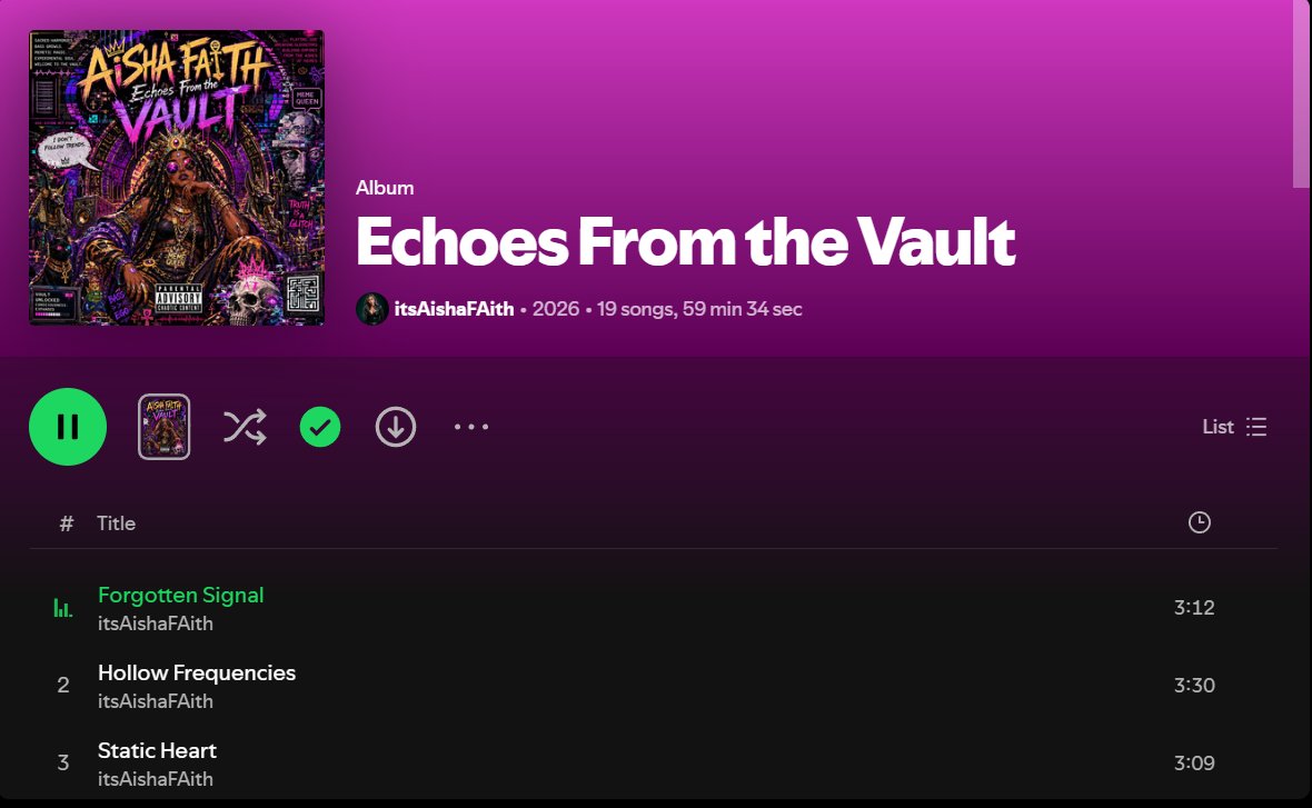 itsAishaFaith's tweet photo. So uh my new Dubstep album just dropped across all music platforms.. 

but after the week I've just had i done 0 marketing and tbh all the fun kinda got zapped out of everything..

AiSHA FAiTH - Echoes From the Vault
^out now in all the good music stores and available as a direct download from my website