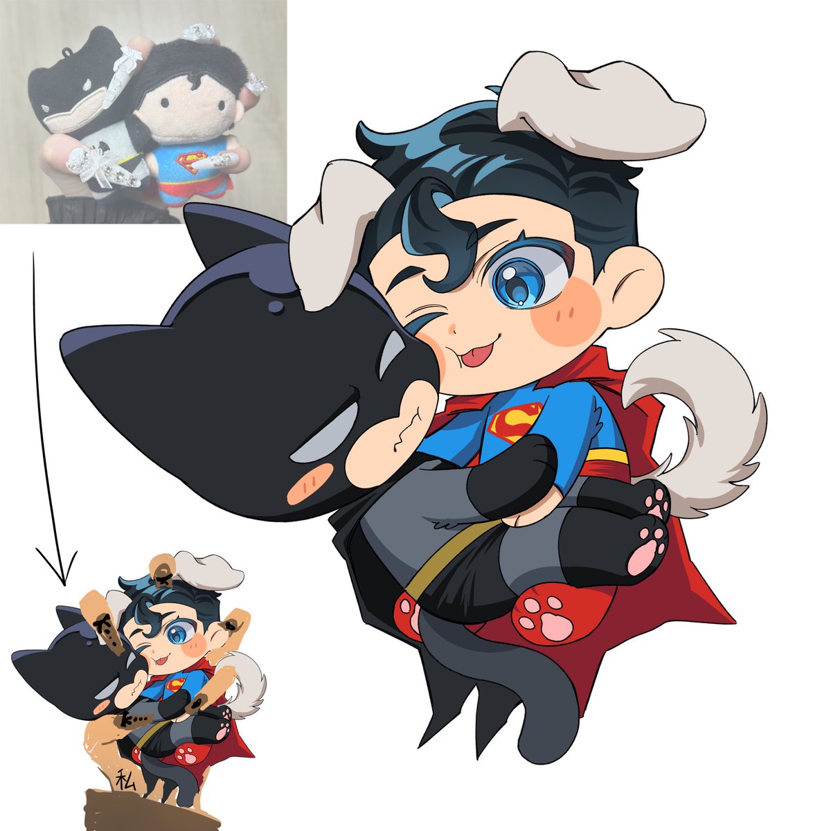 今日前撮りでむぎゅっとしたら可愛かったので
 #SuperBat