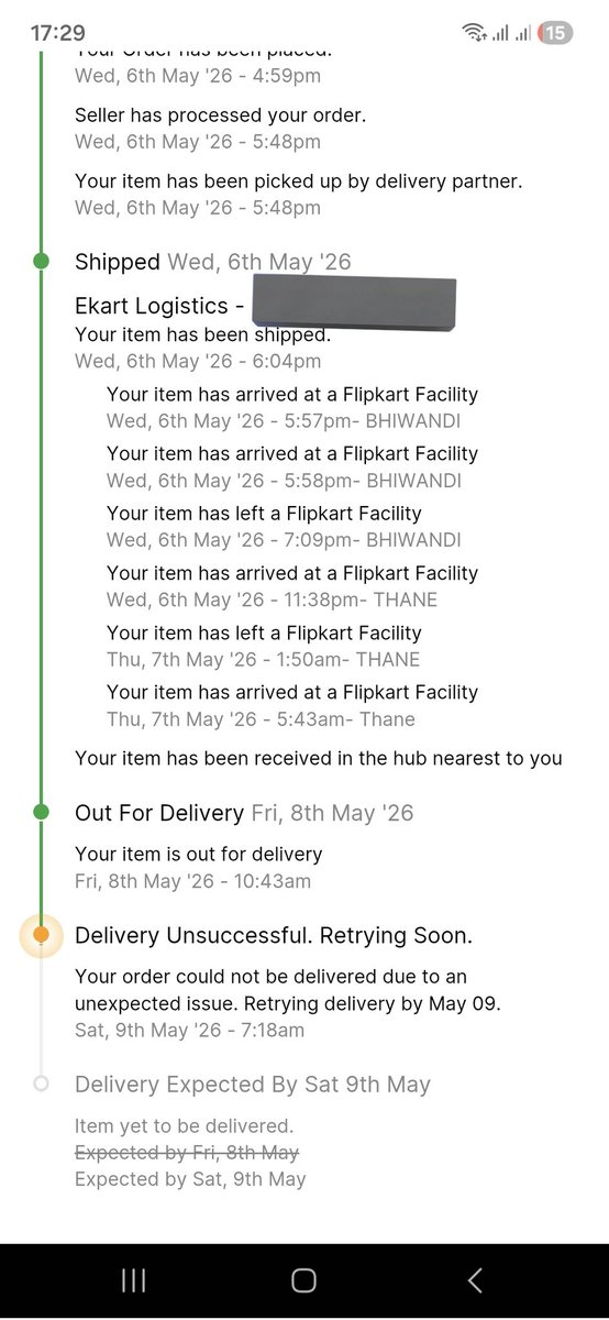 fpl1516guru's tweet photo. As expected from pathetic @Flipkart trying to deliver product since last 3 days always shows unsuccessful, we will deliver it tomorrow, if you dont want to deliver then cancel the order, there is always issue with #ekart for delivery
pathetic,customer care service is also useless https://t.co/aSL1s7Jd7c