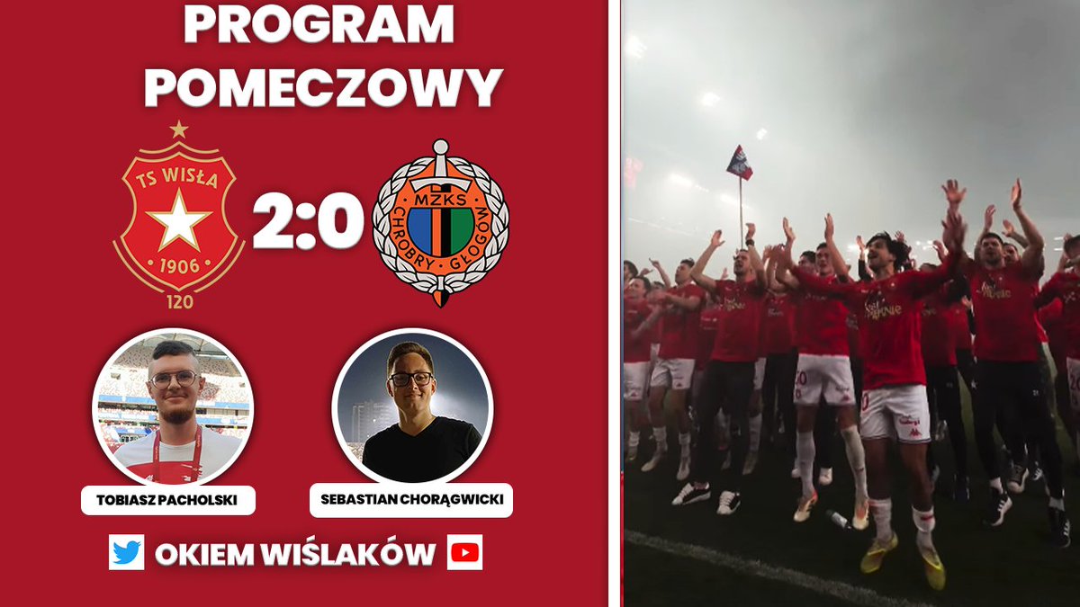 OkiemWislakow's tweet photo. 🚨15:15 STUDIO po #WISCHR‼️ 
➖Awans jest nasz 🥂
➖4 lata czekania ⌛️
➖Żegnamy 1 ligę, oby na zawsze 
i wiele więcej

Zapraszają @Tobitsw1906 &amp; @Sebawkn. Link w komentarzu🔽 https://t.co/WzjrlMtz2D