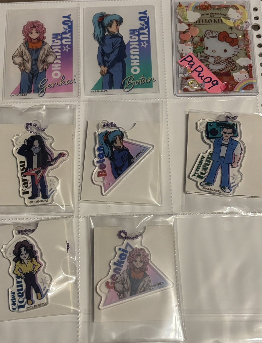 papu09's tweet photo. 交換
幽遊白書 ダイソー 100均 クリアカード アクリスタ　アクキー　ホログラムステッカー　アクリルステッカー

譲→画像参照

求→画像💚幽助、💛桑原、🧡静流
次のポスト参照。

郵送のみ。
まとめての交換が可能な方を優先させて頂きます🙇 https://t.co/eOWiqorUmY