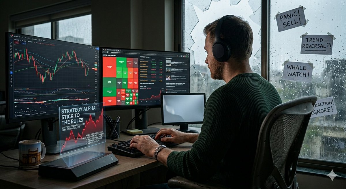 riyad_web3_ai's tweet photo. The hardest part of this market isn't finding the right entry; it's managing the emotions after you're in.
​Most people fail because they react to every 5% candle as if it’s a trend reversal. As a Data Scientist, my approach is simple: trust the models, not the noise. Whether it's monitoring whale accumulation on BTC or tracking liquidations on the major exchanges, data provides the clarity that emotions destroy.
​If your strategy changes every time you open a social media app, you don’t have a strategy—you have a distraction. Stick to the plan and let the data do the talking.
​What’s your non-negotiable rule when the market gets volatile?
