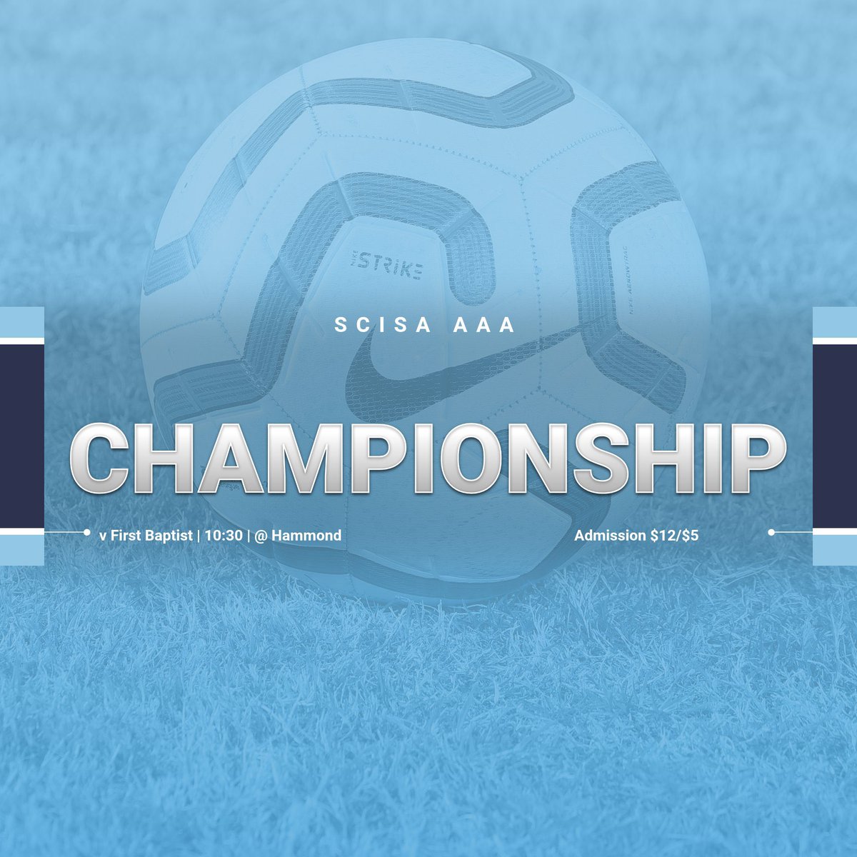 WH_Barons's tweet photo. Good luck to Varsity ⚽️ as they take on First Baptist this morning for the SCISA State Championship. Gametime is 10:30 at Hanmond School.  
Ticket info below

https://t.co/wuZZHDMEXZ https://t.co/7A0R5DscmY