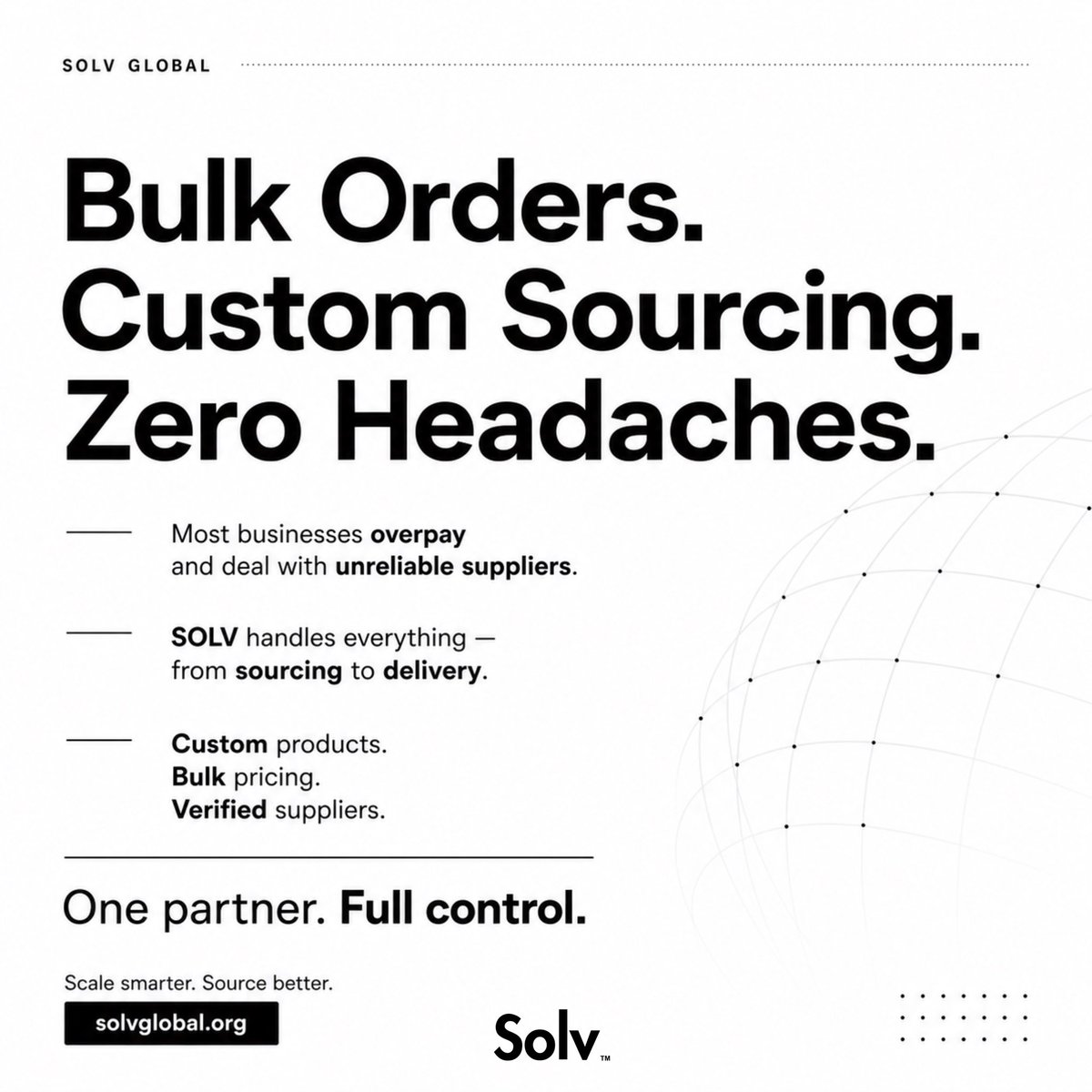 solvglobal's tweet photo. Bulk orders. Custom sourcing. Zero headaches. ✅

Tired of overpaying and dealing with unreliable suppliers? SOLV GLOBAL handles everything from sourcing to delivery with custom products, bulk pricing, and verified suppliers.

#BulkOrdering #CustomSourcing #SupplyChain #fyp https://t.co/bhKcwdQ81U