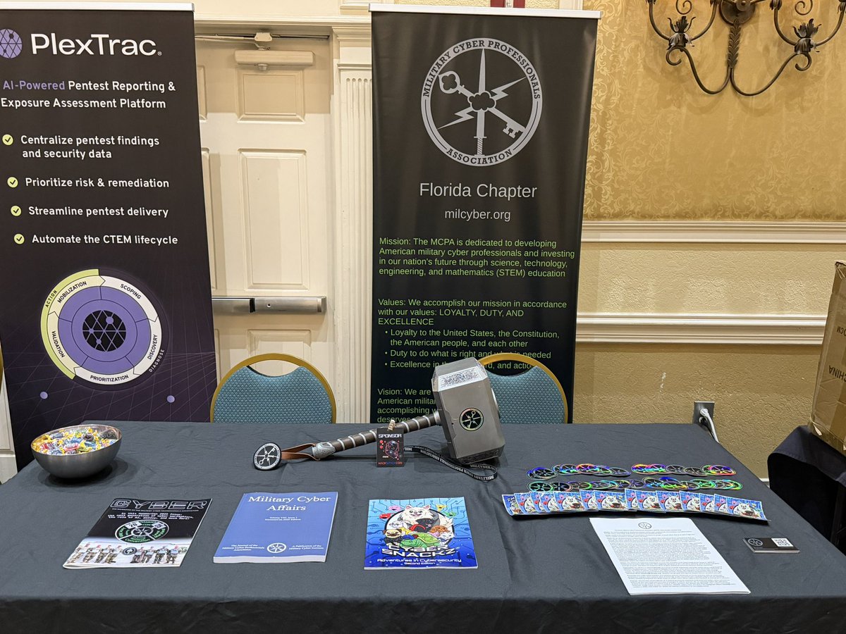 HeathenTwitch's tweet photo. If you are at @HackSpaceCon make sure to visit the @milcyberorg table to learn how we help the community and help build the next generation of cyber professionals. #MCPA #infosec #cybersecurity #hackspacecon https://t.co/wqZvbg0qwA