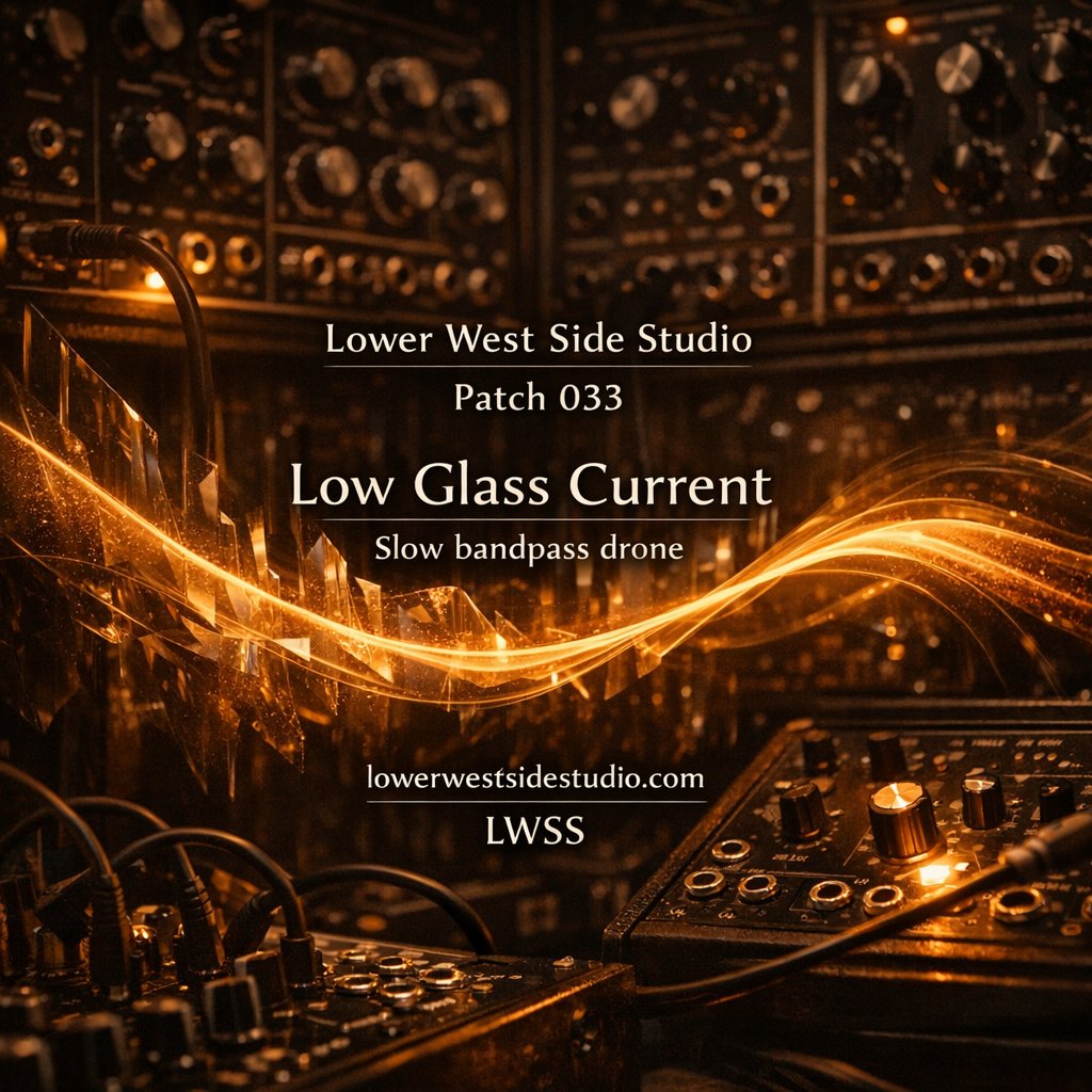 LowerWestSideS's tweet photo. Patch of the Day 033: Low Glass Current

A slow bandpass drone: Oakley VCO → LWSS M401 → Oakley Classic VCA, with VRG motion through M800 for breathing level and filter drift.

Full patch PDF: https://t.co/KLPvH2fPKX

#modularsynth #5umodular #synthpatch #lowerwestsidestudio https://t.co/cTHZjMOl5D