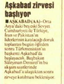 trleadervisit's tweet photo. 9 Mayıs 1992: Başbakan Süleyman Demirel ve Dışişleri Bakanı Hikmet Çetin, Aşkabad Zirvesi'ne katılmak üzere Türkmenistan’a gitti. #tarihtebugün https://t.co/23bPNAZM4D