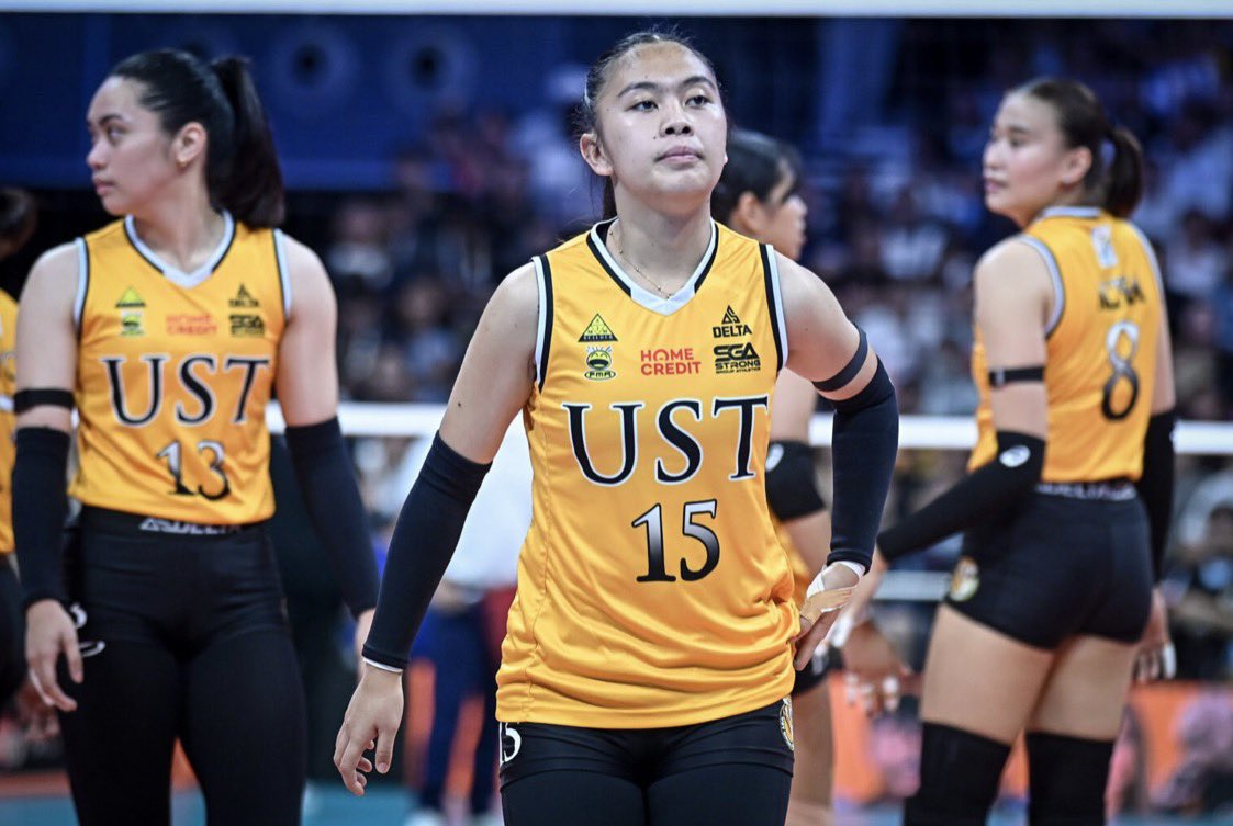 blckgldblckwht's tweet photo. UST Golden Tigresses
Individual stats (after elimination round)

Waje, Arlene

Scoring: 2 points
💥 1 attack
🏐 1 ace

Serving: 0.02 aces/set
Digging: 0.14 exc digs/set
Setting: 0.52 exc sets/set

📸:@uaap_official 
#GoUSTe🐯🖤💛
#UAAPSeason88 https://t.co/WrtzUTkMjs