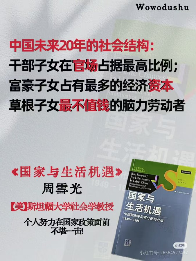 fhwofjow51260's tweet photo. 作者真的太敢写了！被禁9年，绝版复活，且读且珍惜！

《国家与生活机遇》这本书深度剖析了国家和社会的底层逻辑，读完你会明白为什么阶层会越来越固化？你的祖辈父辈抓住或者错失了哪些机遇？为什么就业越来越难？如何抓住中国未来的机遇？

🔗：https://t.co/gxl0AXXcah https://t.co/1Z0dttRZDA