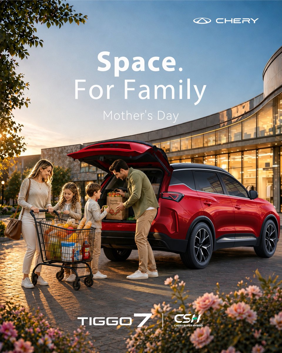 CheryAutoCo's tweet photo. Every family moment begins with someone who thinks ahead, prepares with care, and carries love in every detail.
Happy Mother’s Day to the moms who make every day feel complete.
#CHERY #ForFamily #CHERYTIGGO #TIGGO #TIGGO7 #CSH #CHERYCSH #CHERYSUPERHYBRID #SPACE #CHERYSPACE https://t.co/l5vuCv50Oz