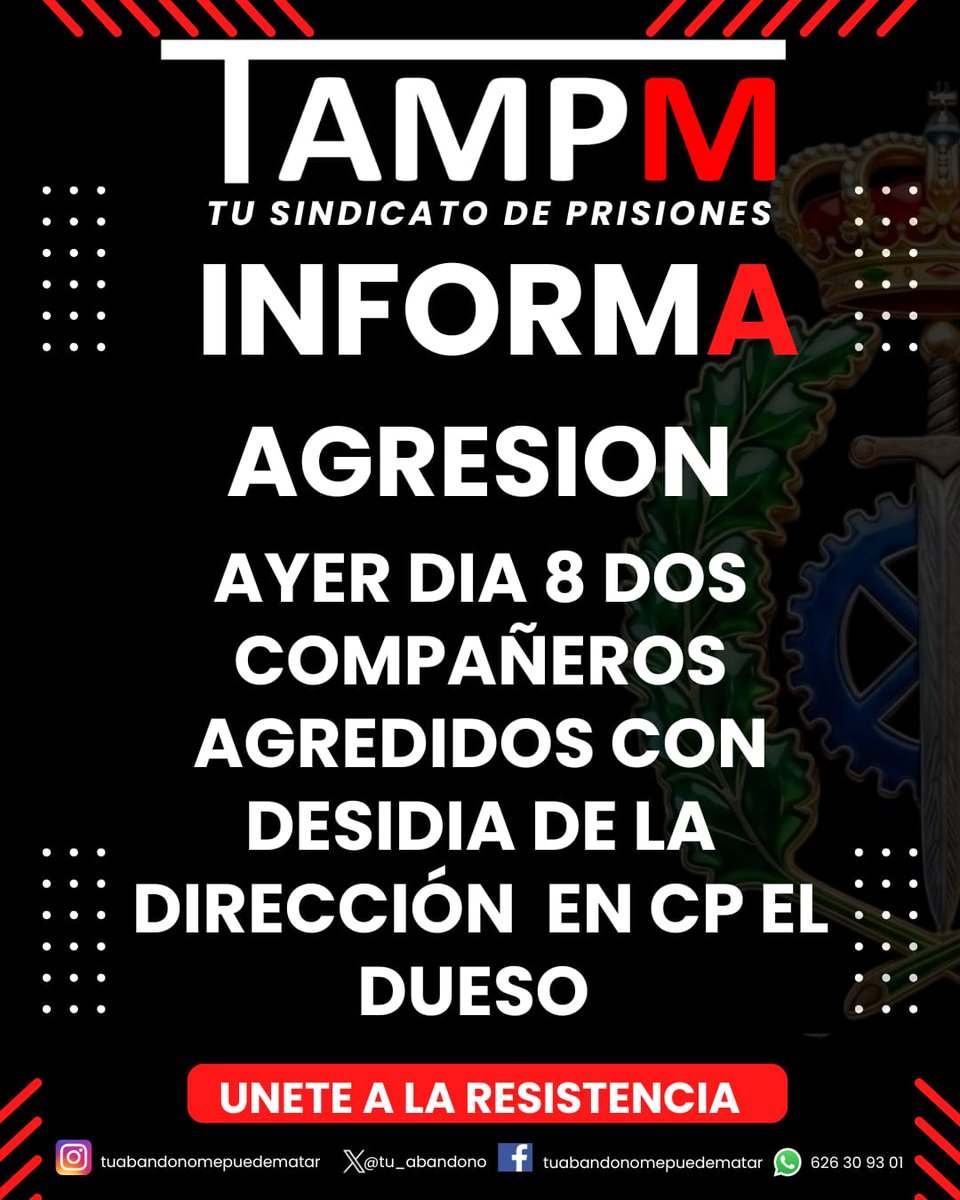 TampmDueso's tweet photo. Nueva agresión contra funcionarios de II.PP. https://t.co/P31QxpkiAs