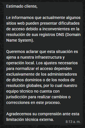 RaulW6's tweet photo. @Conatel, reporto que el acceso al portal https://t.co/E3SGo5INKv se encuentra bloqueado desde el proveedor de internet @fulldata_ve.

Al contactar a soporte, indican que se trata de un supuesto problema de DNS; sin embargo, la incidencia continúa y afecta el acceso al servicio. https://t.co/gkoxpScggl