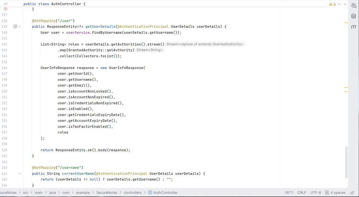 ugz_man's tweet photo. The user lifecycle is officially complete! 👤🚀
Today in @SpringSecurity: ✅ Built a secure Sign-Up route with BCrypt password hashing. ✅ Implemented a User Details route that extracts identity directly from the JWT.

#BuildInPublic #Java #SpringSecurity #BackendDev https://t.co/duDb8MGnqm