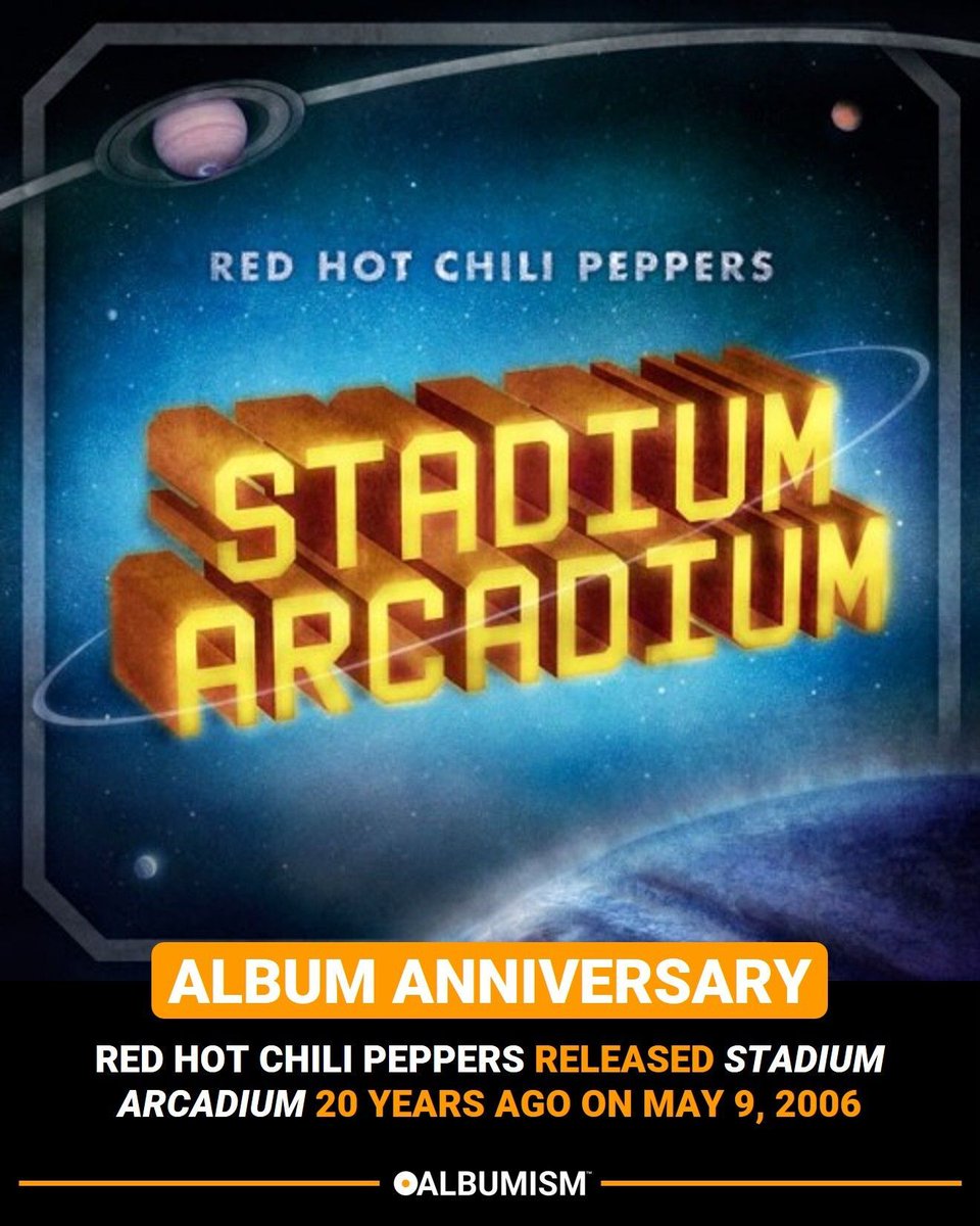 Happy 20th Anniversary to Red Hot Chili Peppers' ninth studio album 'Stadium Arcadium' originally released May 9, 2006 | Discover where it ranks in our readers' poll here: album.ink/RHCPpoll