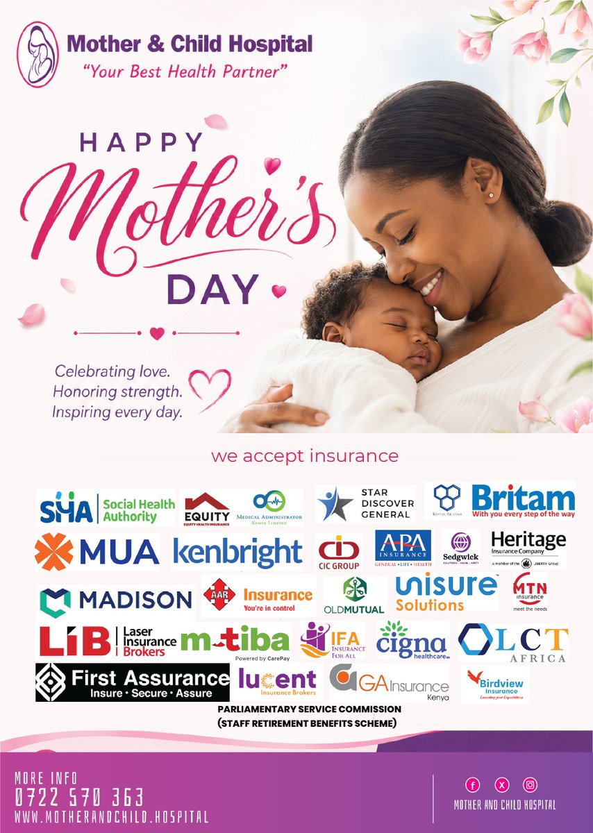 mchsocials's tweet photo. Celebrating love. Honoring strength. Inspiring every day. 💕
To all the moms – thank you. Your care raises us all.
And yes, we accept insurance – because taking care of you should be simple.
#MothersDay #MomStrength #HealthForMoms #MotherAndChildHospital #WeAcceptInsurance https://t.co/Fg8ZhBtMld