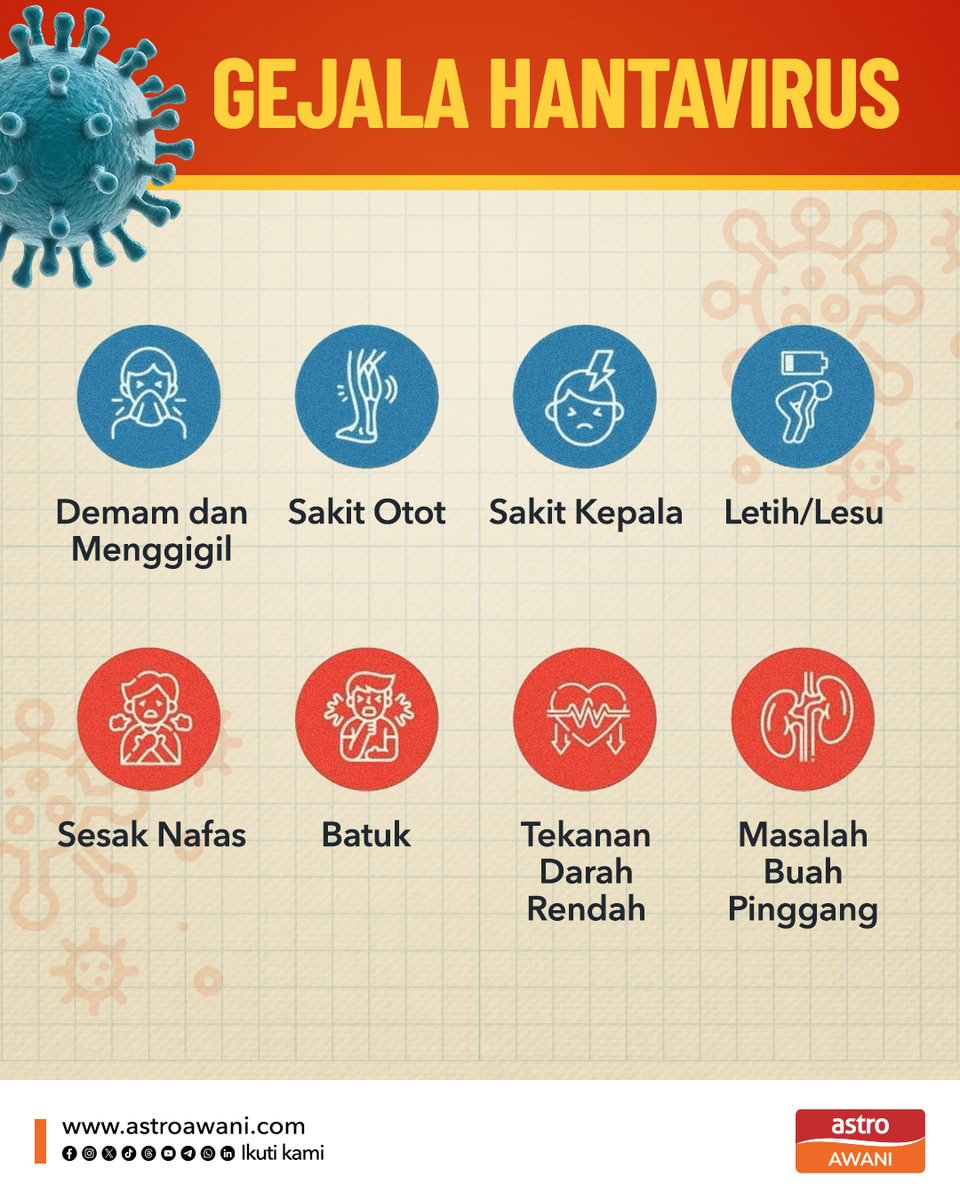 Jangkitan hantavirus boleh merebak melalui air kencing, najis atau air liur tikus yang tercemar. Kenali simptom awal penyakit ini dan lindungi diri serta keluarga. Dapatkan pemeriksaan segera sekiranya mengalami simptom berkaitan.
#AWANInews