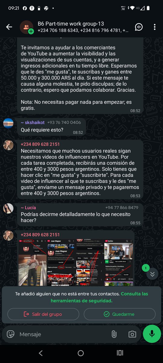 cottapr_'s tweet photo. Números de Nigeria, Sri Lanka y Afganistán hablando español y pidiendo tareas específicas para algún que otro pesito. #estafa #phishing #scamalert @arg_cibersegura @UFECyED https://t.co/sxrx3p7hyN