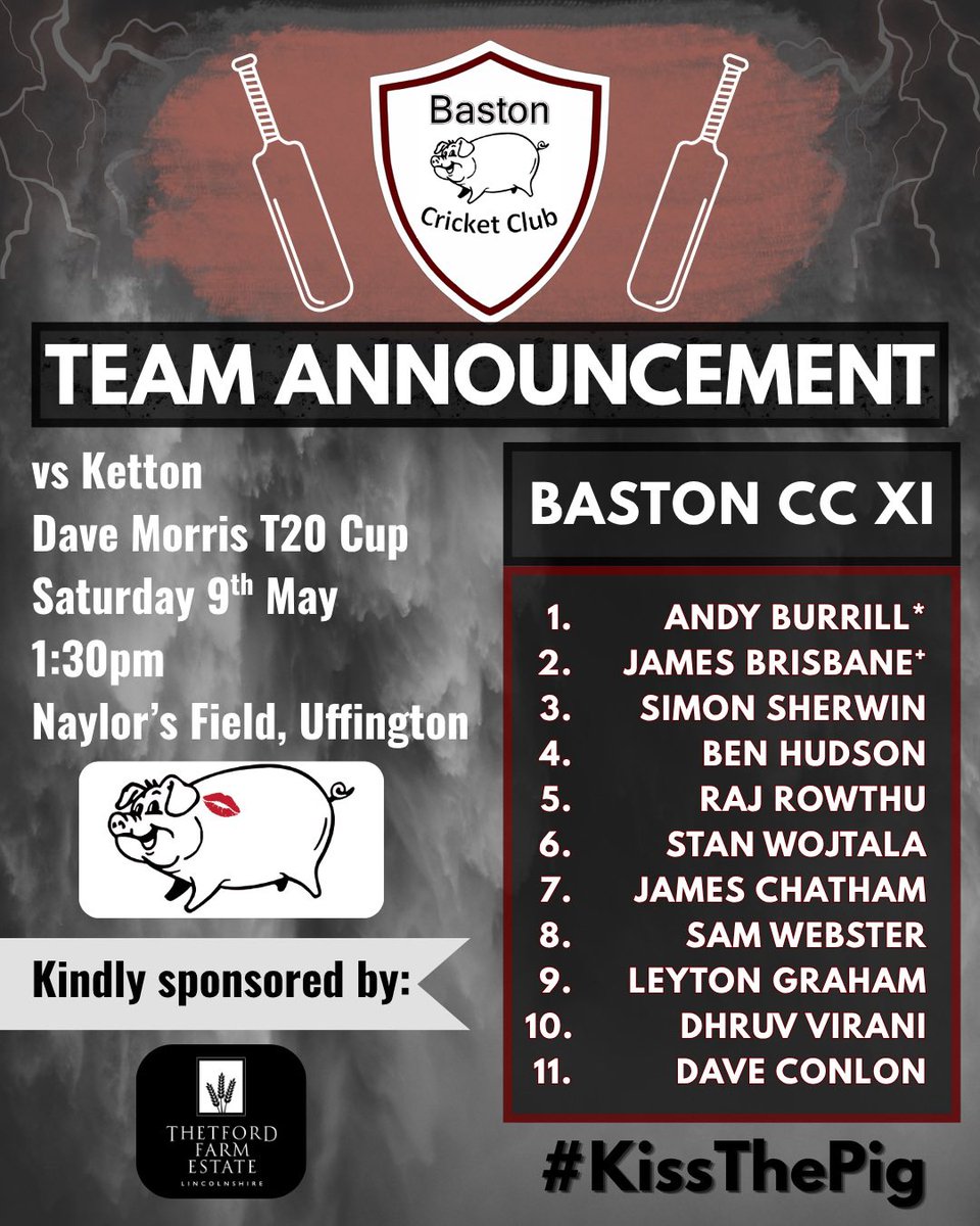 BastonCC's tweet photo. Baston travel to Uffington CC today to play in the first round of the Dave Morris T20 cup against @Uff_Cricket and @KettonSports_CC. Be sure to make the short trip to Naylor’s field to support the boys if you can or alternatively follow the action on Uffington’s live stream! https://t.co/GS2wlvz1Cs