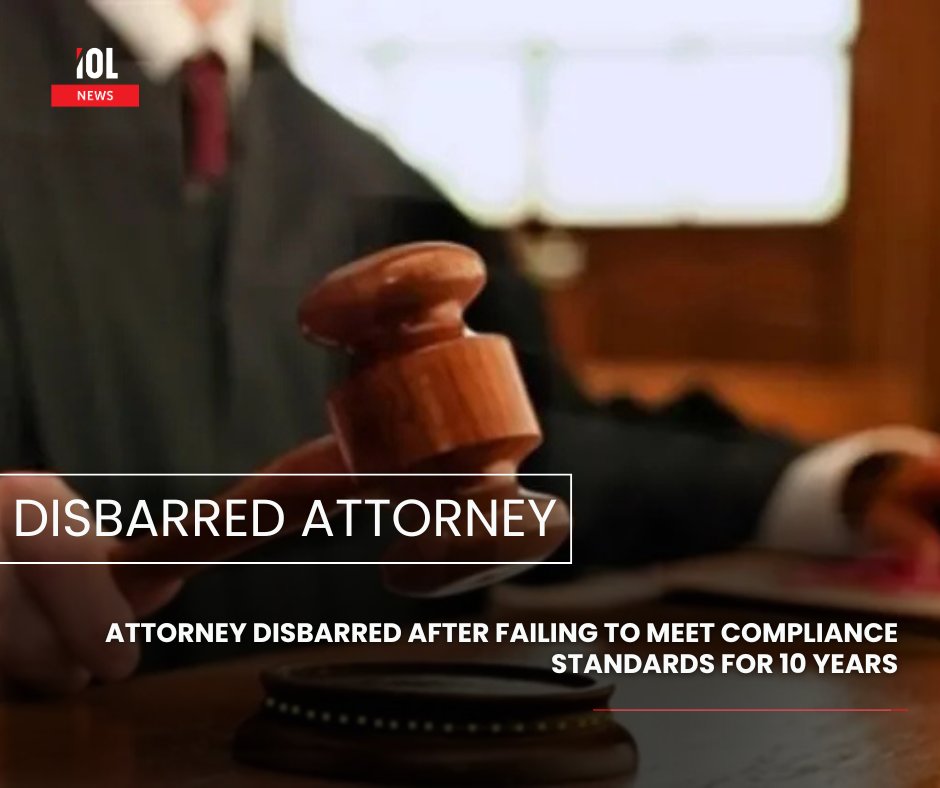 IOL's tweet photo. Attorney Schalk Willem Botha disbarred after a decade of non‑compliance, marking a major breach of legal ethics and professional standards.
#EthicsBreach #LawFailure #ComplianceCollapse
#DisbarredAttorney #StandardsIgnored #JusticeServed 
Read on https://t.co/EMv0dkdyhv https://t.co/SxMDb1B29N