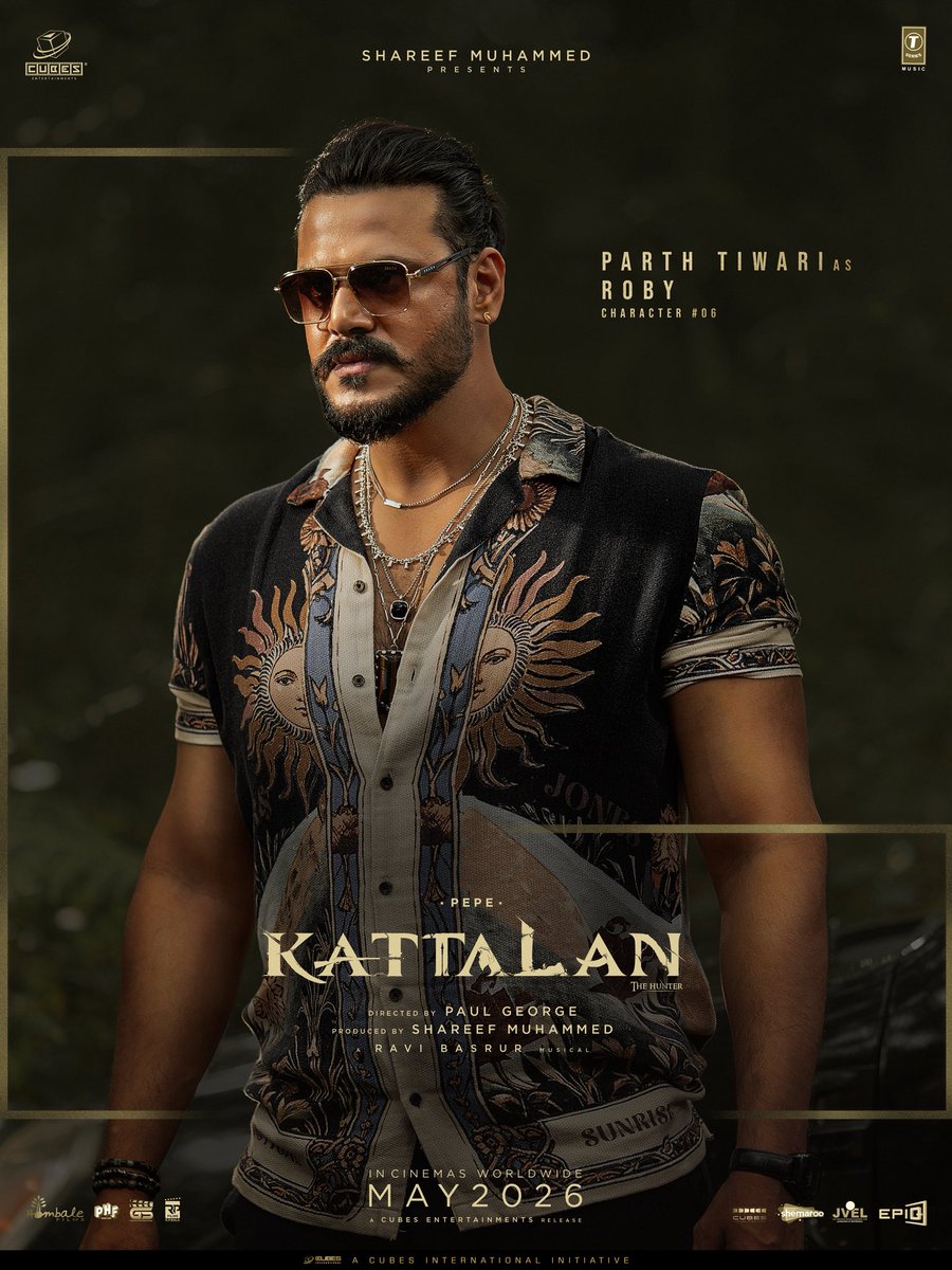 CubesEntrtnmnts's tweet photo. Kattalan Character Reveal - #6 Parth Tiwarii as Roby
From #killmovie to Kattalan🐘

Worldwide Release on May,2026 ⏳

🌎A Cubes International Initiative 
💰Shareef Muhammed Presents - ‘KATTALAN’
⭐️ing Antony Varghese , Suneel , Dushara Vijayan , Kabir duhan singh, Parth Tiwari https://t.co/8sefkcNTnt