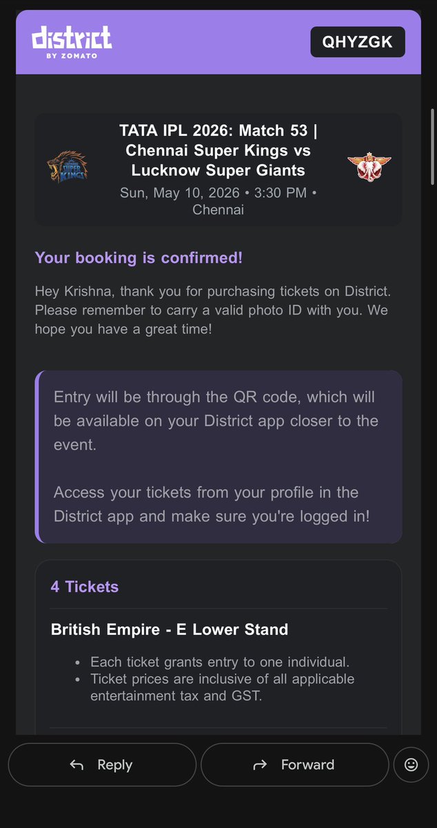 KayKay_not_KK's tweet photo. CSK vs LSG
4 continuous tickets available 
E lower stand available.
Genuine tickets, only genuine buyers please.
DM if needed
#cskvslsg https://t.co/GvjCSxlMkh