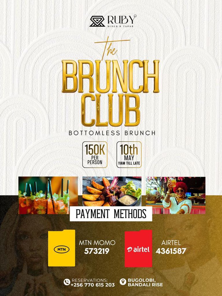 BahityaRonaldo's tweet photo. Brunch tastes better when the cocktails keep flowing and the playlist never misses.
See you tomorrow at Ruby, Bugolobi Bandali Rise.
#TheRubyBottomlessBrunch https://t.co/EswqQqVG6y