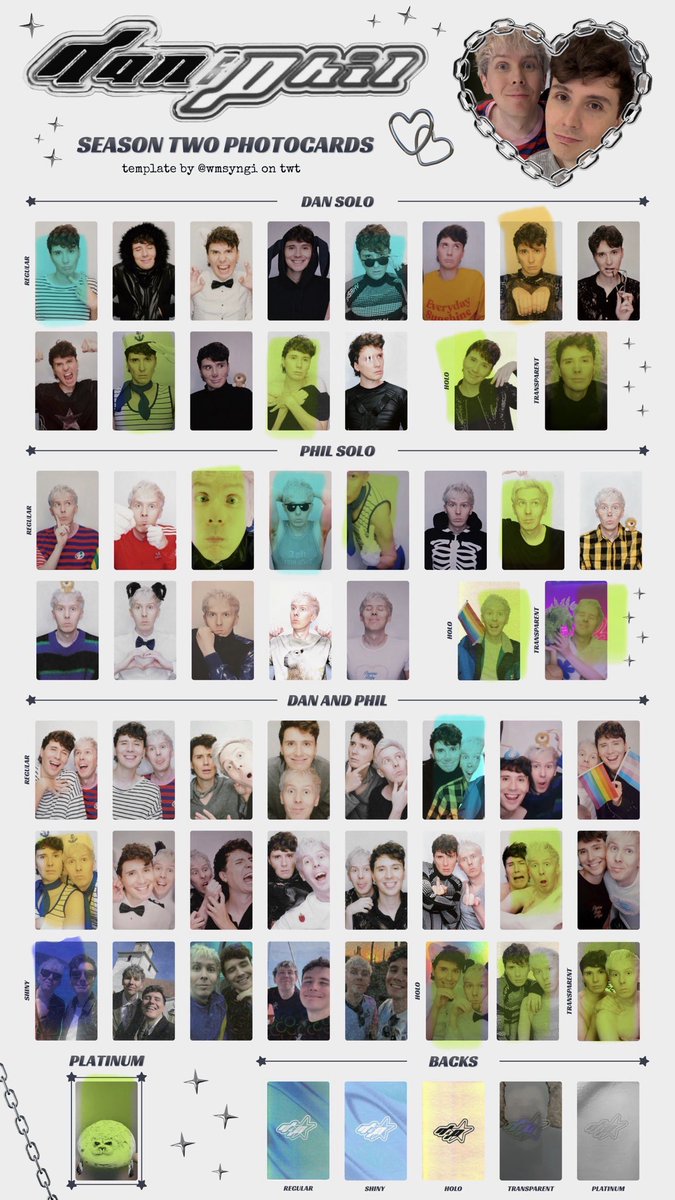genzphillester's tweet photo. my season 1 & 2 photocards :D
creds to @/wmsyngi for the templates!
๐ฉต = up for trade
๐ = not for trade
๐ = want
๐ = REALLY WANT!!!
#dnptwt #phantwt #dnpphotocard #pctrading #pctrade #dnp #danandphil https://t.co/h5dTYZHFrm