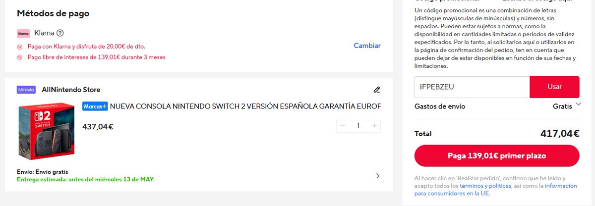 patrickbae_'s tweet photo. @HablemosOfertas Los códigos solo valen para esa tienda? He probado en otra que solo queda 1 en stock y los códigos no reaccionan, ni se aplican ni dan error. https://t.co/JEYCpMaIPi