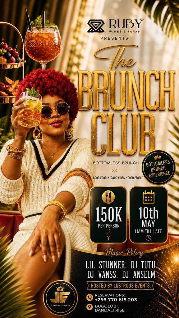 BahityaRonaldo's tweet photo. Good vibes, endless pours, and brunch dates that turn into memories.
Catch us tomorrow at Ruby, Bugolobi Bandali Rise.
#TheRubyBottomlessBrunch https://t.co/XjefeJ8aPJ