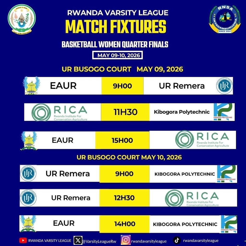 kibogora_poly's tweet photo. ๐ธ KP BBC ๐ธ
#RwandaVarsityLeague Basketball inter universities competition Quarter Final 1/4.
#KPBBC 50-15 #RICA https://t.co/5bnwL3osqY