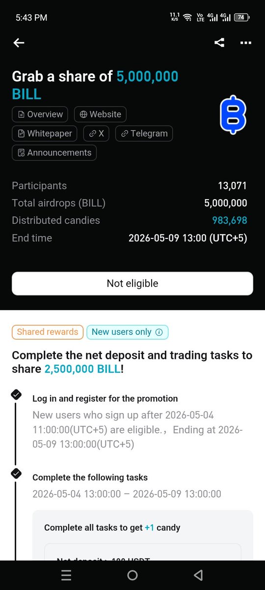 fa59021's tweet photo. "Extremely frustrated with @bitget 😡
I joined the $BILL airdrop, used a new device, a fresh IP, and even spent $5 on trading tasks. Despite meeting all requirements, I am marked as 'Not eligible'. Please check this issue.

@BitgetSupport #Bitget #BILL #Airdrop #Crypto https://t.co/HFE1xFescA