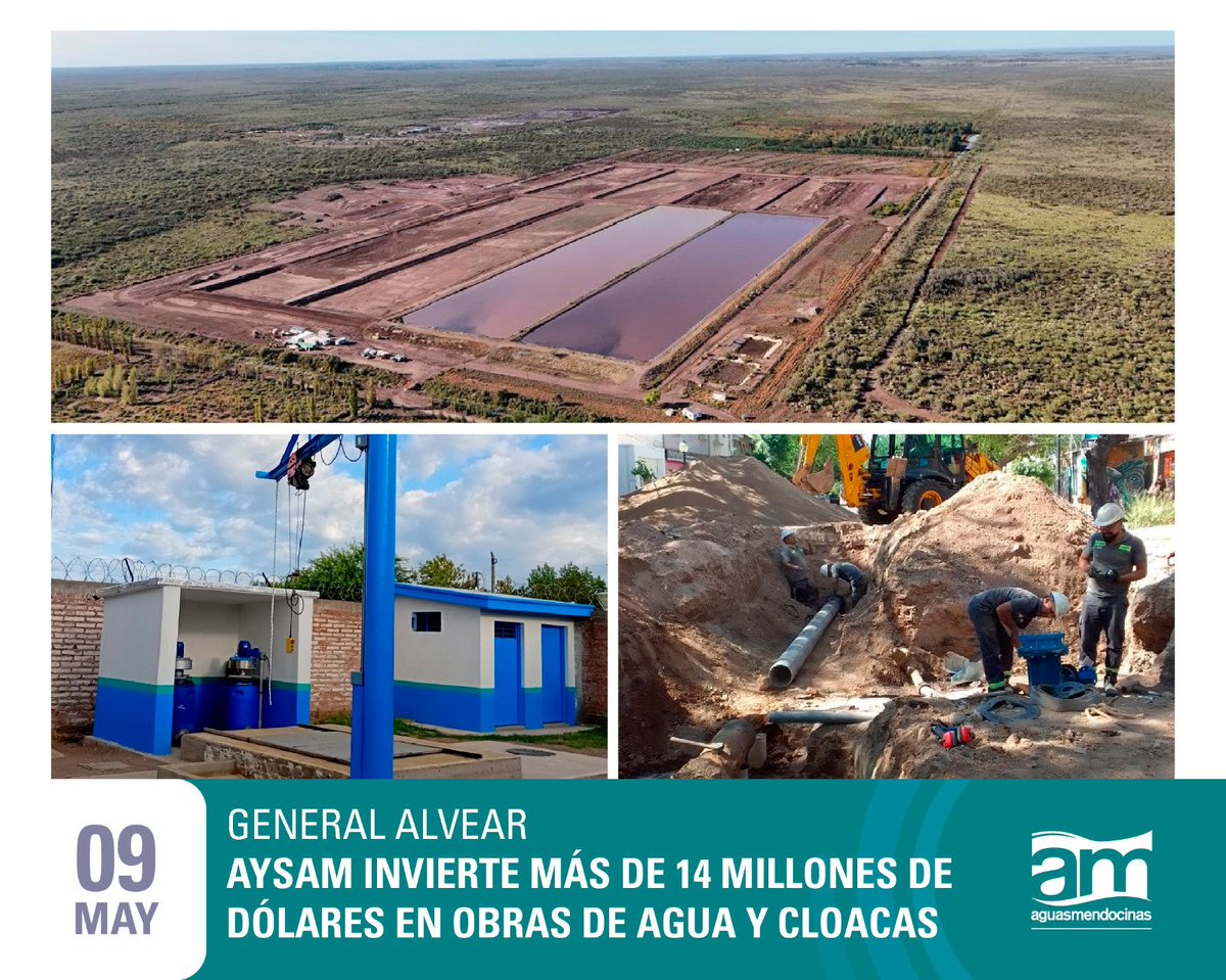 AguasMendocinas's tweet photo. Con una inversión histórica que asciende a USD 14.771.439, Aguas Mendocinas avanza en obras estratégicas de saneamiento y agua potable para mejorar la calidad de vida de los vecinos de General Alvear.

👉Más info: https://t.co/BhbNuryGxh https://t.co/iG08BlJZn8