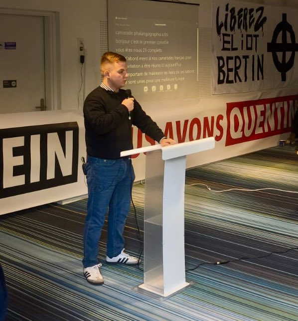 FalangeExterior's tweet photo. 🇫🇷 Intervención de nuestro camarada Fernando en el Forum Europe “No war for Israel”, denunciando la inmigración masiva a España, la pérdida de soberanía nacional financiada por Israel, el rearme de Marruecos por parte de los mismos y la muerte de Españoles por potencias sionistas https://t.co/PFkPzjimvU