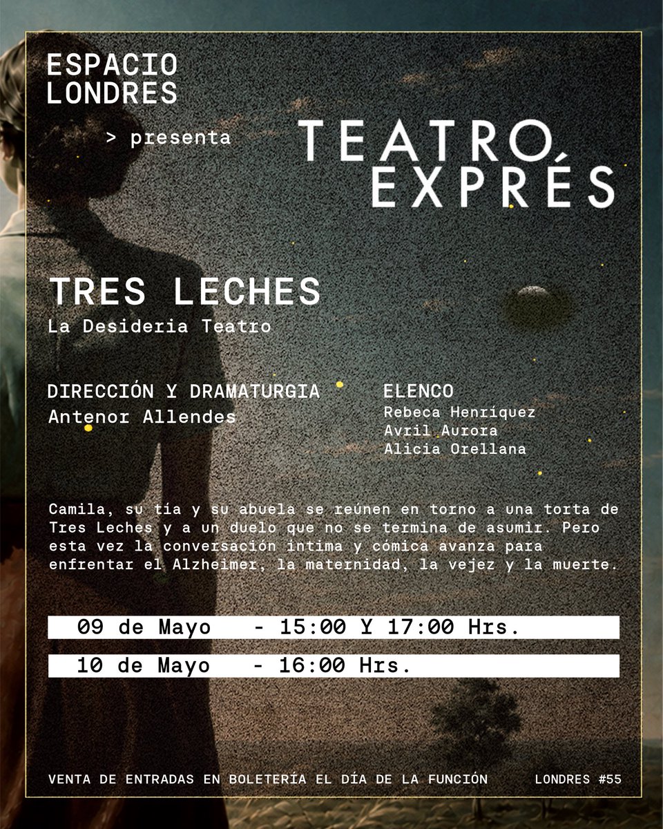 Ibacache's tweet photo. Teatro Exprés en Espacio Londres (Londres 55) 🎭 
Hoy y mañana obras de Sebastián Carez Lorca, Carla Zúñiga, Ignacio Peralta y Antenor Allendes sobre las formas de ser madre a cargo de Implicancia Teatro, Teatro del Antagonista, compañía NueveNoventa y La Desideria Teatro 🙌🏼 https://t.co/oJicor1a1T