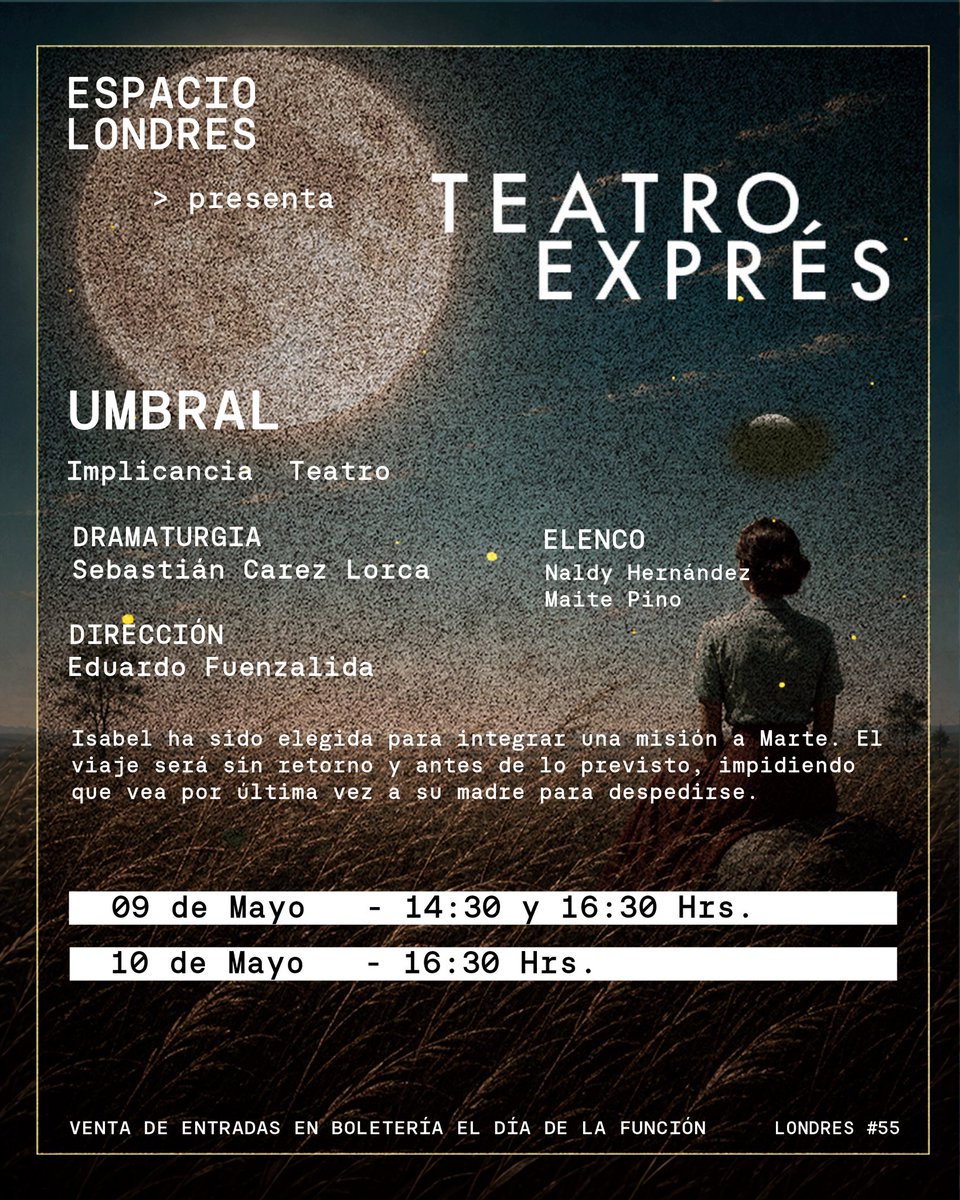 Ibacache's tweet photo. Teatro Exprés en Espacio Londres (Londres 55) 🎭 
Hoy y mañana obras de Sebastián Carez Lorca, Carla Zúñiga, Ignacio Peralta y Antenor Allendes sobre las formas de ser madre a cargo de Implicancia Teatro, Teatro del Antagonista, compañía NueveNoventa y La Desideria Teatro 🙌🏼 https://t.co/oJicor1a1T