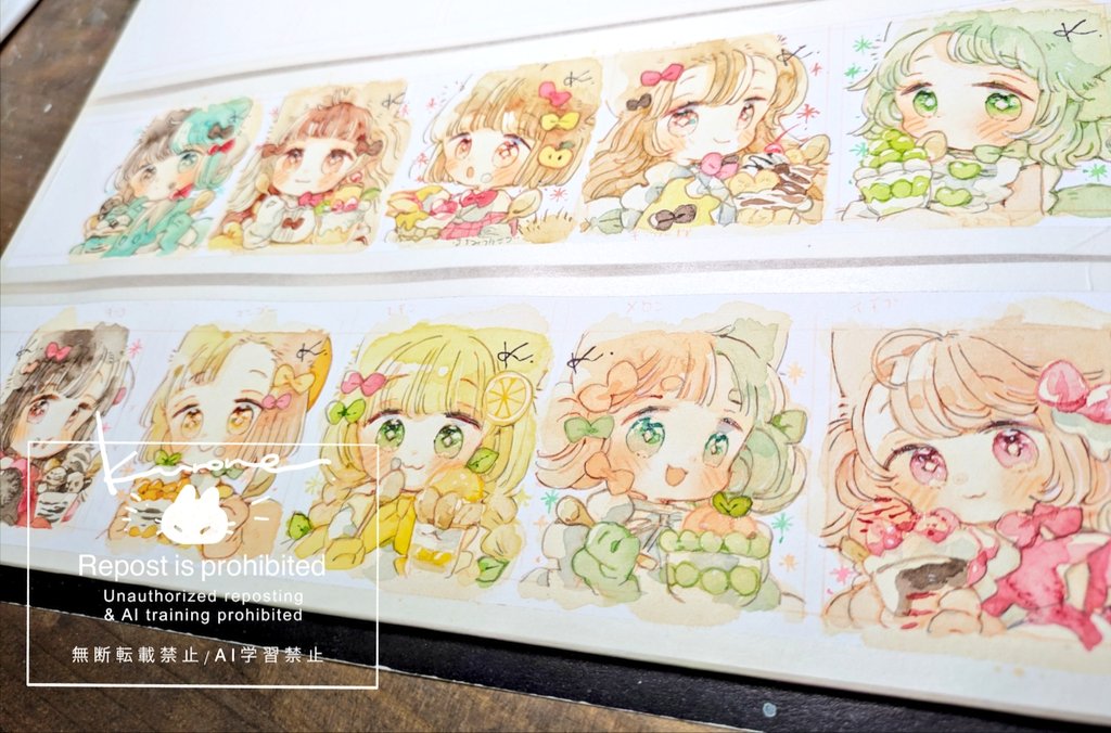 パフェミニ原画🍓🍈🍋🥭🍎🍫