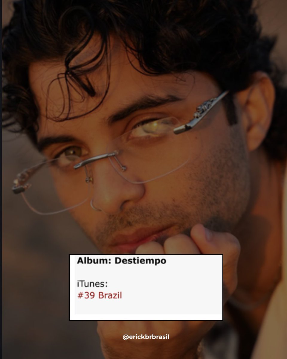 erickbrbrasil's tweet photo. 🇧🇷📈 O álbum Destiempo está na posição #39 entre os álbuns mais vendidos no iTunes Brasil!

O projeto do Erick já conta com 7 músicas presentes nos charts! 

Vamos continuar comprando, dando stream e compartilhando para subir ainda mais esses números? https://t.co/64tzr4ES1c