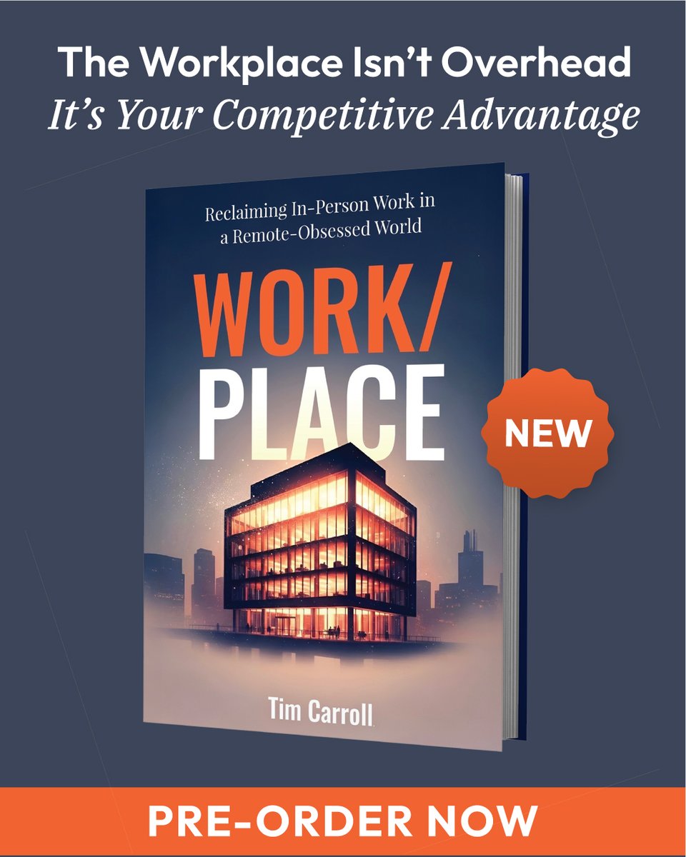 LyricWorkplace's tweet photo. The office isn't a line item. It's your strategy made physical.

Work/Place by Tim Carroll, founder of Lyric Workplace, makes the case for why intentional workplace design is the competitive advantage most leaders are leaving on the table.

Pre-order!
🔗 https://t.co/qWfhdz17JL https://t.co/ftBwbtQBym