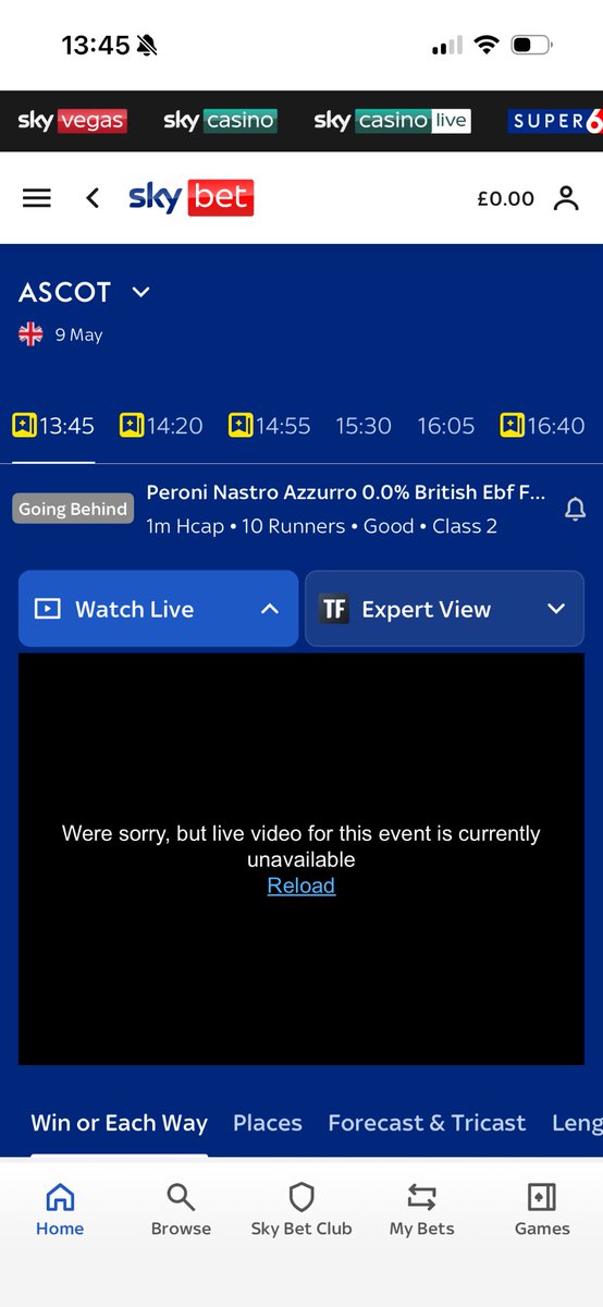 RJG1885's tweet photo. This constantly happen to anyone else using @SkyBetHelp https://t.co/UY9RrbPRVA